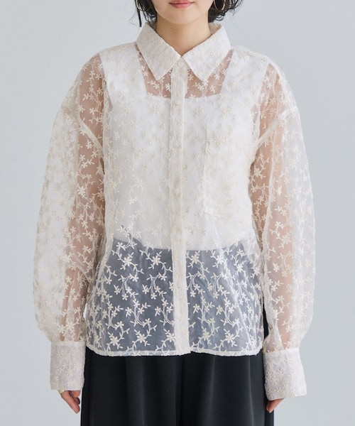 VIS（ビス）の「刺しゅうレースオーバーシャツ（シャツ/ブラウス・レディース・キナリ系・F）」の11枚目の写真