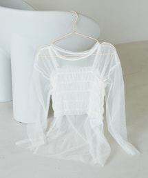 VIS | 【SET】チュールレイヤードカットソー＆ビスチェキャミソール【一部店舗/公式サイト限定】(Tシャツ/カットソー)