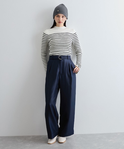 VIS（ビス）の「【洗える】シャイニーワンタックワイドパンツ（その他パンツ・レディース・ダークブラウン/ネイビー・M/S/SS）」の13枚目の写真