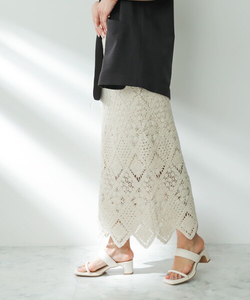 SENSE OF PLACE by URBAN RESEARCH（センスオブプレイスバイアーバンリサーチ）の「クロシェナロースカート（スカート・レディース・IVORY/BRICK/CHARCOAL・S/M）」の17枚目の写真