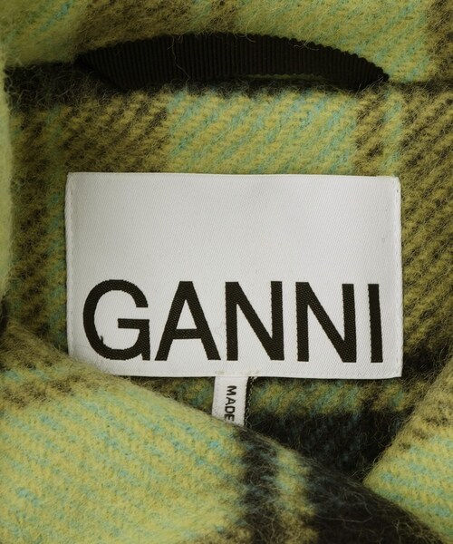 ADAM ET ROPE'(アダムエロペ)の「【J'aDoRe限定】【GANNI(ガニー)】Brushed Wool Check Midi Coat(ピーコート・レディース・ライトグリーン・36)」の11枚目の写真