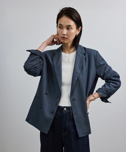 ROPE'（ロペ）の「バックサテンダブルブレストジャケット（テーラードジャケット・レディース・ベージュ/ネイビー/ネイビー系/ブラック・36/38）」の21枚目の写真