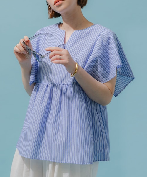 URBAN RESEARCH ROSSO（アーバンリサーチロッソ）の「『UR TECH』F by ROSSO　スクエアスリーブブラウス（シャツ/ブラウス・レディース・BLUE ST/GRAY/MINT/PINK/NAVY・FREE）」の5枚目の写真