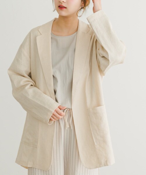 ITEMS URBANRESEARCH（アイテムズ アーバンリサーチ）の「リネンレーヨンジャケット（テーラードジャケット・レディース・BLK/L.BEG/C.BRN・FREE）」の18枚目の写真
