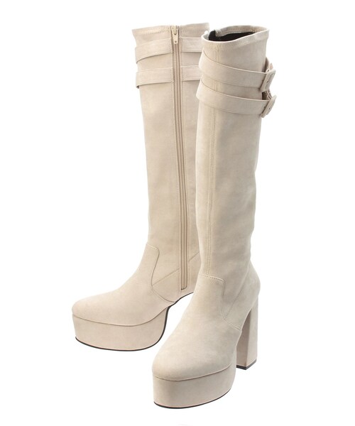 EATME（イートミー）の「ベルテットロングブーツ（ブーツ・レディース・アイボリー/ブラック/ブラウン・S/M/L）」の2枚目の写真