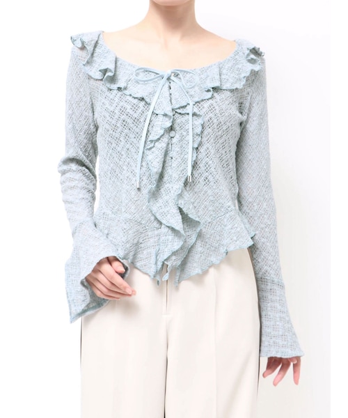 LAGUNAMOON（ラグナムーン）の「レースフリルデザインシャツ（シャツ/ブラウス・レディース・ホワイト/ブラック/ブルー/ブラウン・F）」の4枚目の写真