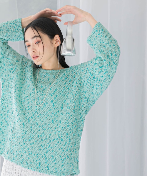 URBAN RESEARCH ROSSO（アーバンリサーチロッソ）の「透かし編みラメニット（ニット/セーター・レディース・beige/mt×turq・FREE）」の2枚目の写真