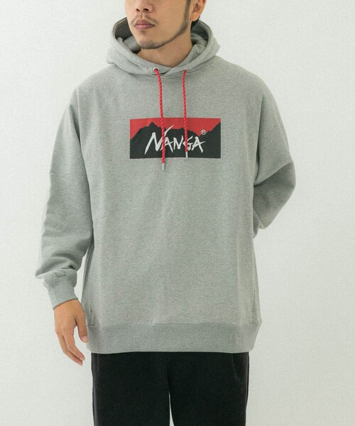 EKAL（エカル）の「NANGA　ECO HYBRID BOX LOGO SWEAT HOODIE（スウェット・メンズ・L.GRY・M/L）」の3枚目の写真
