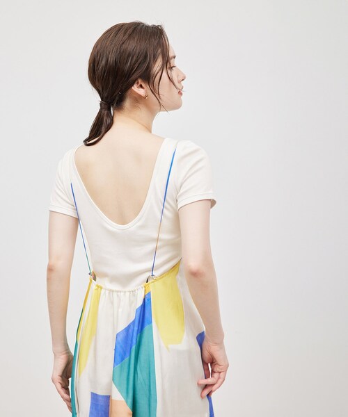 ROPE'（ロペ）の「コットンシルク丸胴フライスカップ付き半袖カットソー（Tシャツ/カットソー・レディース・ブラック/オフホワイト/ワイン・F）」の12枚目の写真