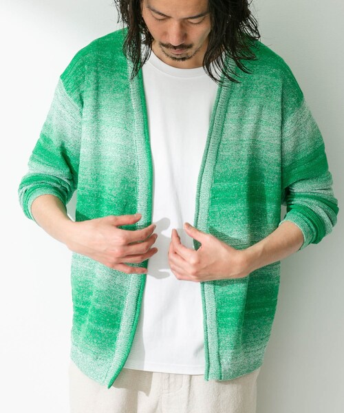 URBAN RESEARCH Sonny Label（アーバンリサーチサニーレーベル）の「スペースダイライトニットカーディガン（カーディガン/ボレロ・メンズ・ブルー/グリーン/オレンジ・M/L）」の6枚目の写真