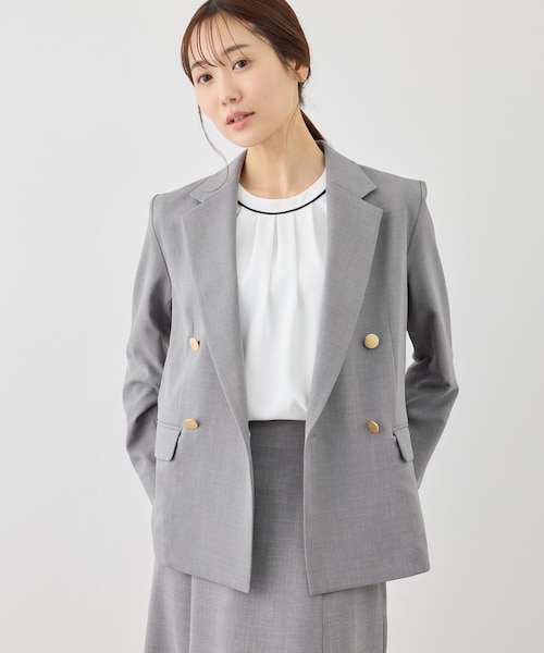 ROPE' PICNIC(ロペピクニック)の「カナパ 金ボタンジャケット/セットアップ対応・UV・抗菌防臭・接触冷感(テーラードジャケット・レディース・グレー/ダークブラウン/ベージュ/ベージュ系/グリーン系/ネイビー・L/M)」の1枚目の写真