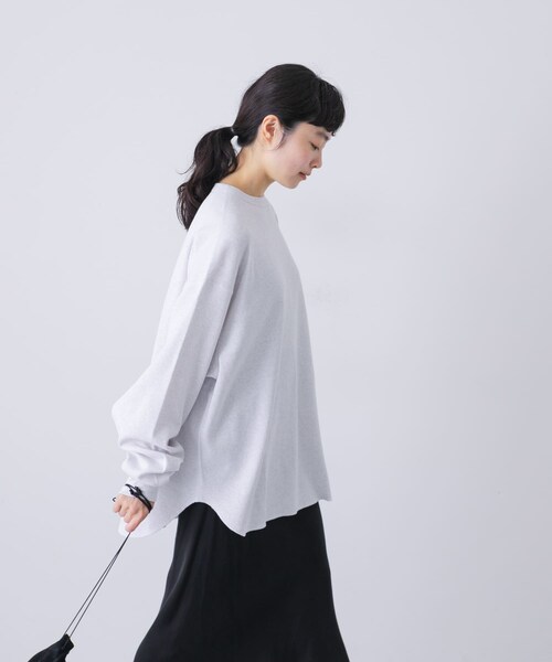 かぐれ（カグレ）の「サーマルクルーネックプルオーバー（Tシャツ/カットソー・レディース・LIGHT GRAY/BLACK・Free）」の3枚目の写真