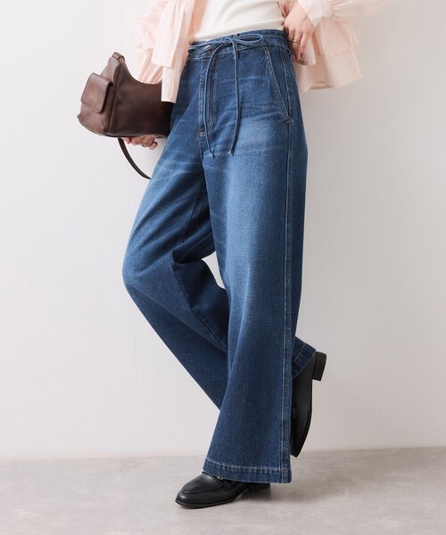 VIS（ビス）の「ベルト付きワイドシルエットデニムパンツ（デニムパンツ・レディース・ブルー/ブルー系・M/S/SS）」の3枚目の写真