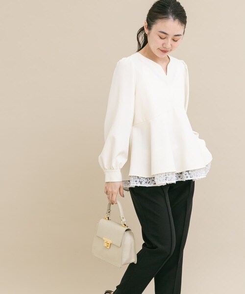 URBAN RESEARCH ROSSO（アーバンリサーチロッソ）の「『WEB限定』レイヤードペプラムブラウス（シャツ/ブラウス・レディース・OFF×OFF/BLK×BLK・Free）」の9枚目の写真