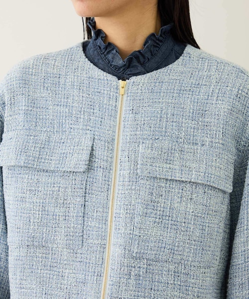 ROPE'（ロペ）の「ツイードノーカラージャケット（ノーカラージャケット・レディース・キナリ系/サックス・F）」の22枚目の写真