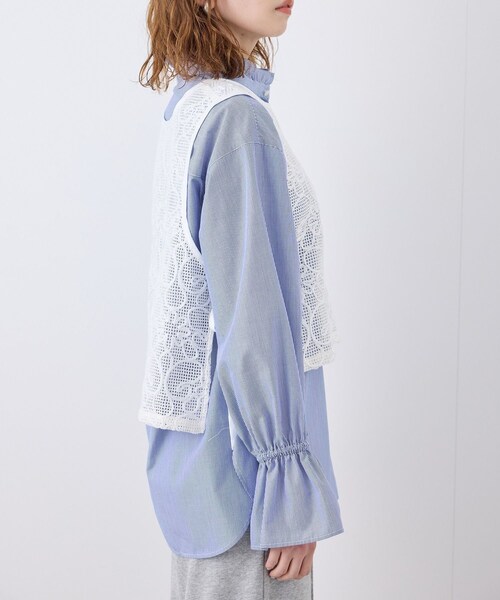 ROPE' PICNIC（ロペピクニック）の「サイドリボンレースベスト（ベスト・レディース・ブラック/ホワイト/キナリ・F）」の18枚目の写真