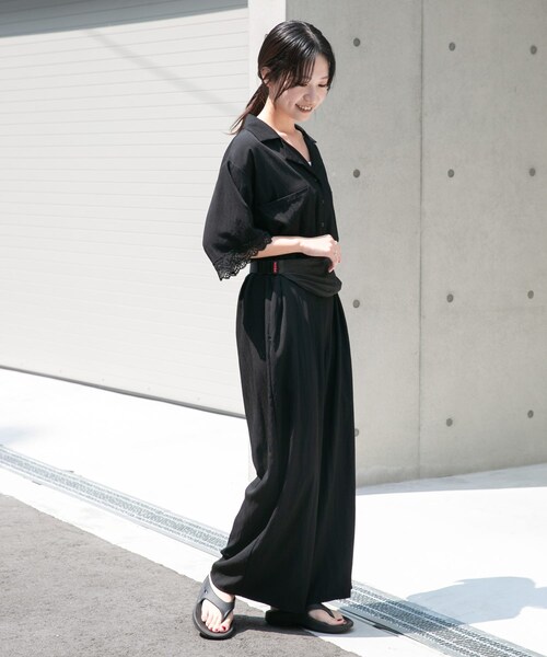 ITEMS URBANRESEARCH(アイテムズ アーバンリサーチ)の「レースドッキングオールインワン(つなぎ/オールインワン・レディース・BLK/D/BRN・Free)」の7枚目の写真