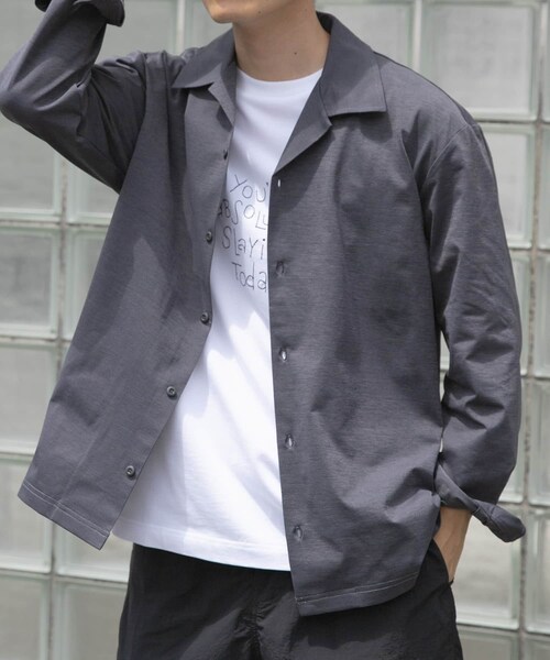 ITEMS URBANRESEARCH（アイテムズ アーバンリサーチ）の「ペーパータッチオープンカラーシャツ（シャツ/ブラウス・メンズ・GRY/KHK/BLK・M/L）」の13枚目の写真