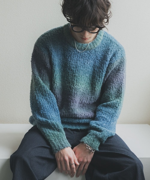 SENSE OF PLACE by URBAN RESEARCH（センスオブプレイスバイアーバンリサーチ）の「『ユニセックス』ブークレグラデーションニット（ニット/セーター・メンズ・L.GRAY/CHARCOAL/BLUE/ORANGE/YELLOW/BROWN・M/L）」の12枚目の写真