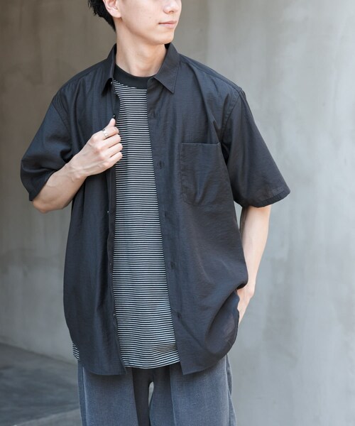 URBAN RESEARCH DOORS(アーバンリサーチドアーズ)の「FORK&SPOON Nylon Wool シャツ(シャツ/ブラウス・メンズ・BLACK/TAUPE・4/5)」の3枚目の写真