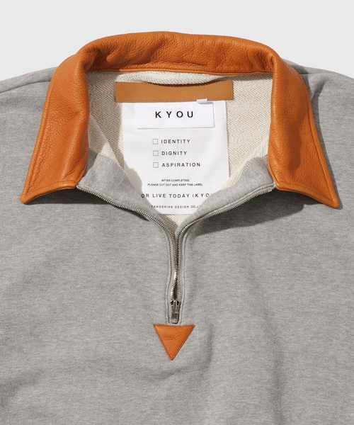 ADAM ET ROPE'（アダムエロペ）の「【KYOU/キョウ】BROTHERS Leather x Original Supima Aging Cotton Sweat（スウェット・メンズ・ブラック/グレー/オリーブ・1/2）」の11枚目の写真