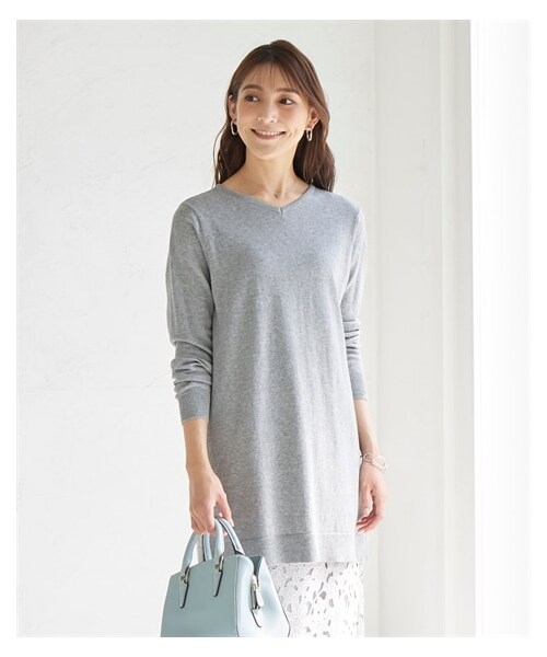 nissen（ニッセン）の「大きいサイズ洗濯機で洗えてハンガー干しできる綿混ニットゆるチュニック（毛玉防止）（チクチクしにくい）（チュニック・レディース・トマトレッド/黒/ロイヤルブルー/ココアブラウン/ブルーグリーン/杢グレー/モーブピンク/ミントグリーン・L/LL/3L/4L/5L/6L/8L/10L）」の14枚目の写真