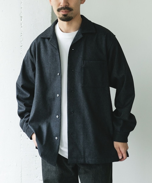 URBAN RESEARCH DOORS(アーバンリサーチドアーズ)の「ジャージメルトンオープンカラーシャツ(シャツ/ブラウス・メンズ・BLUE NAVY/CHARCOAL・M/L)」の2枚目の写真