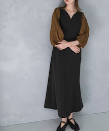 URBAN RESEARCH ROSSO WOMEN | ドッキングスリーブVネックワンピース(ワンピース)