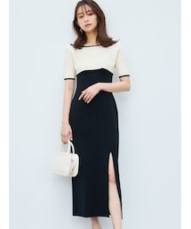 MERCURYDUO | 3WAY配色ストラップバッククロスワンピース(ワンピース)