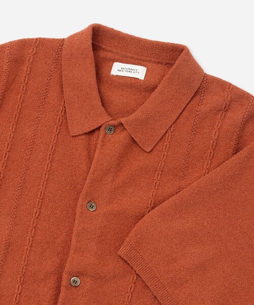 Saturdays NYC(サタデーズ ニューヨークシティ )の「Kenneth Knit SS Shirt(ポロシャツ・レディース・ブラック/キナリ/レンガ・L/M/S/XL)」の17枚目の写真