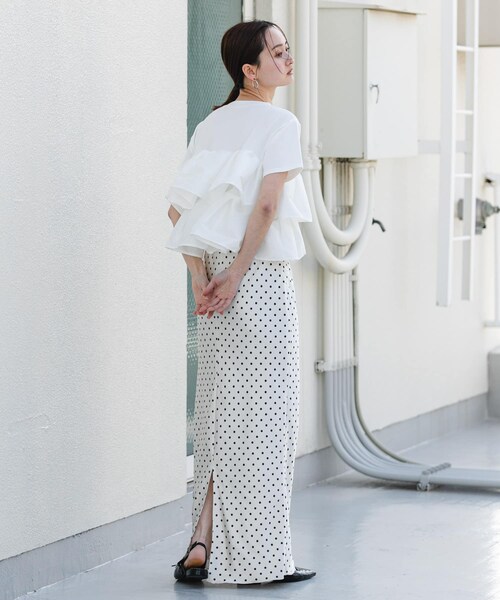 SENSE OF PLACE by URBAN RESEARCH(センスオブプレイスバイアーバンリサーチ)の「サテンアイラインスカート(スカート・レディース・IVORY/BLACK/CHARCOAL/IVO×BLK/BLK×WHT/BEG×WHT・S/M/TALL)」の13枚目の写真