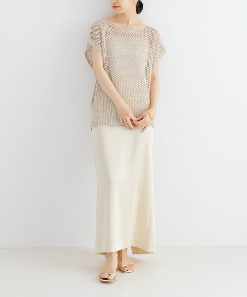 URBAN RESEARCH（アーバンリサーチ）の「メランジメッシュニット（ニット/セーター・レディース・CHARCOAL/BEIGE/GREEN・FREE）」の20枚目の写真