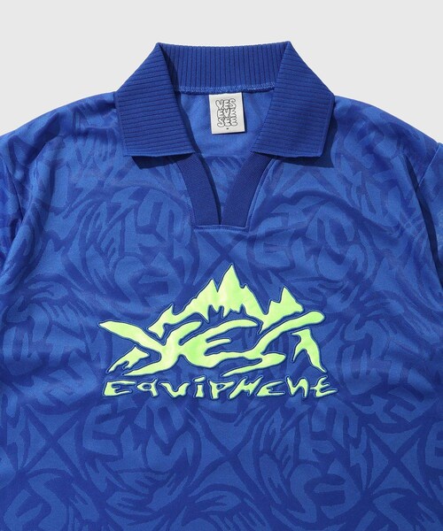 ADAM ET ROPE'（アダムエロペ）の「【YESEYESEE/イエスアイシー】Y.E.S Jacquard Football tee（ポロシャツ・メンズ・ブラック/ブルー・L/M）」の7枚目の写真