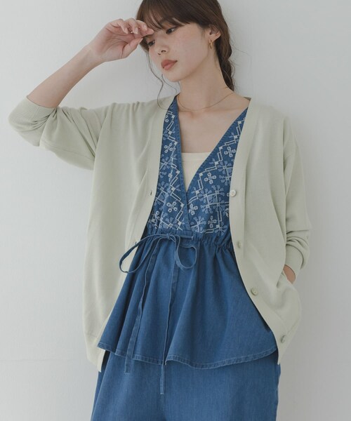 URBAN RESEARCH Sonny Label（アーバンリサーチサニーレーベル）の「『WEB限定』クールミストミディカーディガン（ニット/セーター・レディース・チャコール/L.グレー/ライムミント/ネイビー・Free）」の4枚目の写真