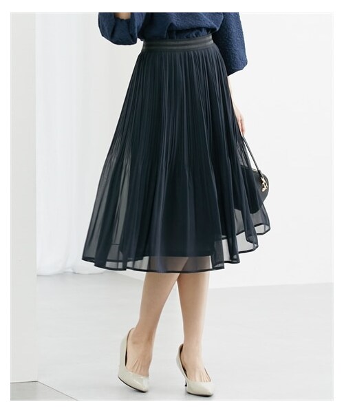 nissen（ニッセン）の「消しプリーツシフォンジョーゼットフレアスカート（スカート・レディース・黒/ネイビー・M/L/LL）」の11枚目の写真