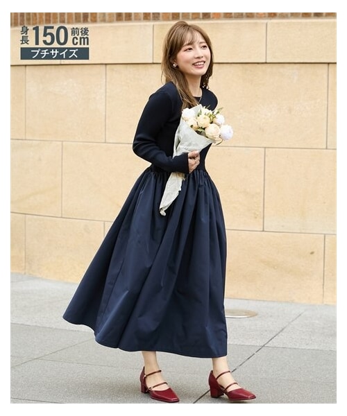 nissen（ニッセン）の「長袖ドッキングワンピース（ワンピース・レディース・ブラック/ネイビー/ボーダー・PSS/PS/PM）」の11枚目の写真