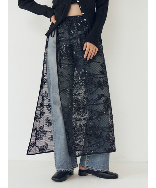 Ungrid（アングリッド）の「スパンコールマルチウェイメッシュスカート（スカート・レディース・アイボリー/ブラック・F）」の5枚目の写真