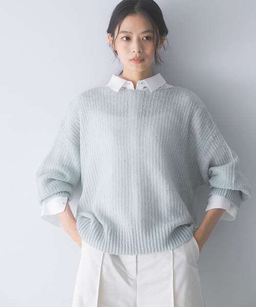 URBAN RESEARCH ROSSO（アーバンリサーチロッソ）の「モヘア混スパンコールシアーニット（ニット/セーター・レディース・OFF WHITE/MINT・Free）」の17枚目の写真