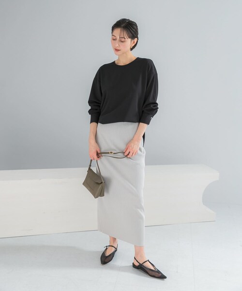 URBAN RESEARCH ROSSO（アーバンリサーチロッソ）の「リブタイトストレートスカート（スカート・レディース・L/GREIGE/BLACK・Free）」の16枚目の写真
