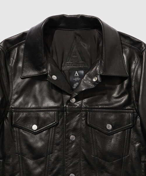 ADAM ET ROPE'（アダムエロペ）の「【A LEATHER/エーレザー】RUCKER JACKET(STANDARD)（ライダースジャケット・メンズ・ブラック・1/2/3）」の6枚目の写真