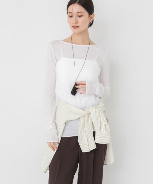 URBAN RESEARCH(アーバンリサーチ)の「THYARD ハイゲージカットソー(Tシャツ/カットソー・レディース・OFF WHITE/BLACK/BROWN・Free)」の6枚目の写真