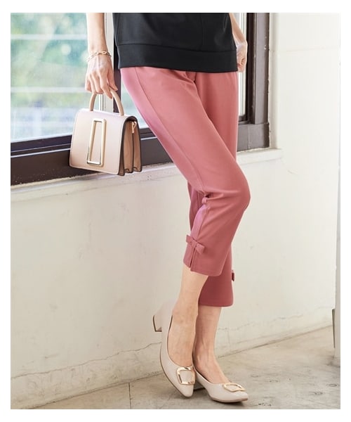 新品タグ付き☆AKRIS リネン100% クロップドパンツ　ピンク　大きいサイズ 新品タグ付き☆AKRIS リネン100% クロップドパンツ ピンク