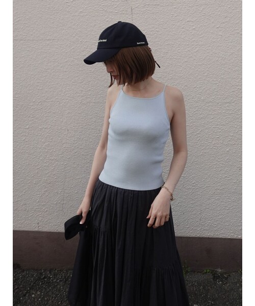 LAGUNAMOON（ラグナムーン）の「ボートネックニットタンク（キャミソール・レディース・ホワイト/ブラック/ピンク/アイスブルー・F/9）」の10枚目の写真
