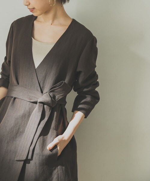 URBAN RESEARCH（アーバンリサーチ）の「ノーカラーヘリンボンジャケット（ノーカラージャケット・レディース・BROWN/D.GRY・36/38）」の18枚目の写真