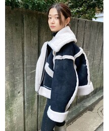 EMODA | ショートフェイクムートンブルゾン(ムートンコート)