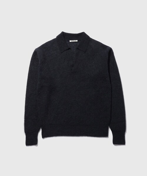 ADAM ET ROPE'(アダムエロペ)の「【AURALEE/オーラリー】BABY SURI ALPACA SHEER KNIT SKIPPER POLO(ニット/セーター・メンズ・グリーン/ネイビー/レッド・3/4)」の6枚目の写真
