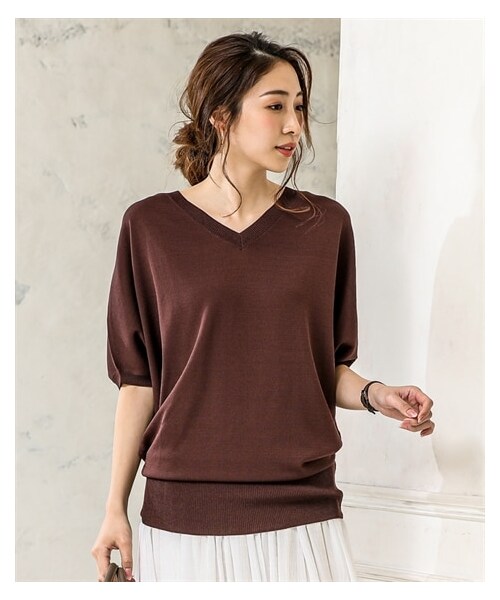 ☆未使用美品☆WOOLテンジク Vネックチュニック nissen（ニッセン）の「【ひんやり接触冷感】Vネックチュニック