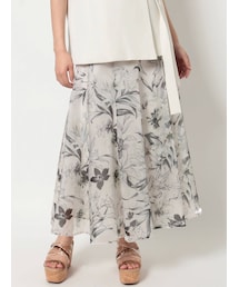 MERCURYDUO | シアー分繊フラワーフレアスカート(スカート)