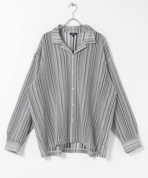 ITEMS URBANRESEARCH(アイテムズ アーバンリサーチ)の「マルチストライプレースオープンカラーシャツ(シャツ/ブラウス・メンズ・BLU/BLK/GRN・M/L)」の9枚目の写真