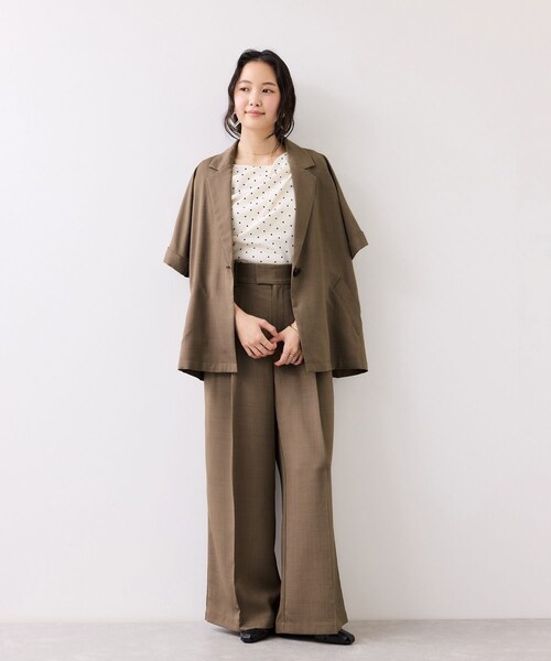VIS(ビス)の「Light Airyシングルドルマンサマージャケット/UVケア・接触冷感・吸水速乾(テーラードジャケット・レディース・ブラック/キナリ/カーキ系・F)」の13枚目の写真